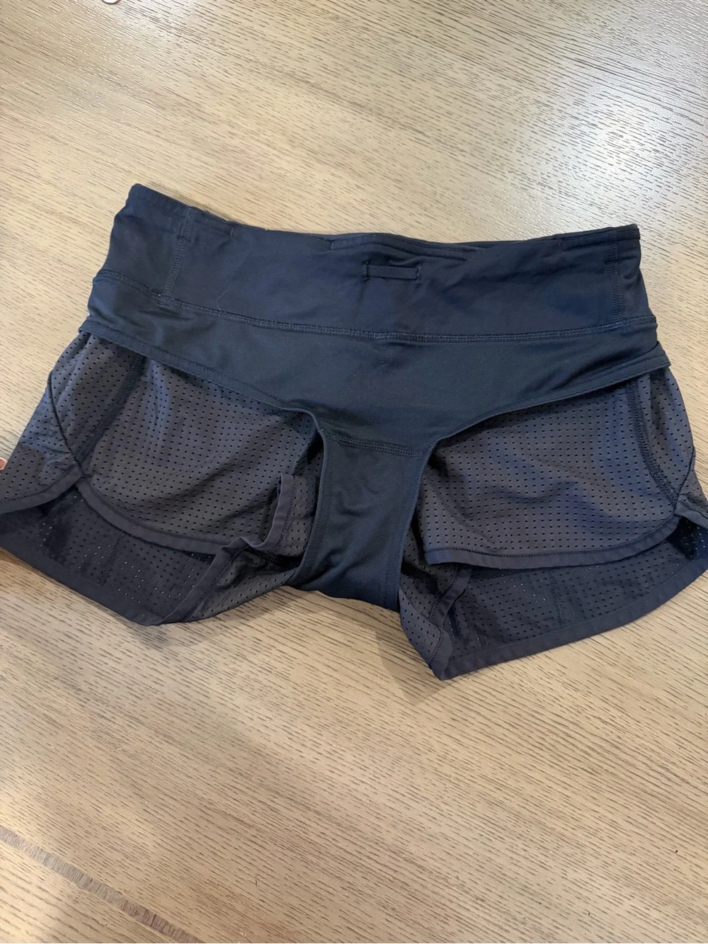 lululemon athletica Black Perforated Athletic Shorts with Zip Pocket